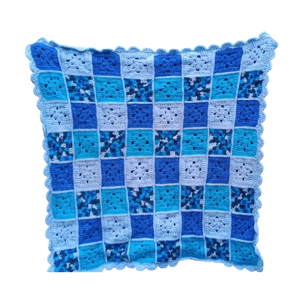 Hand-Made Cozy Blue Crochet Throw